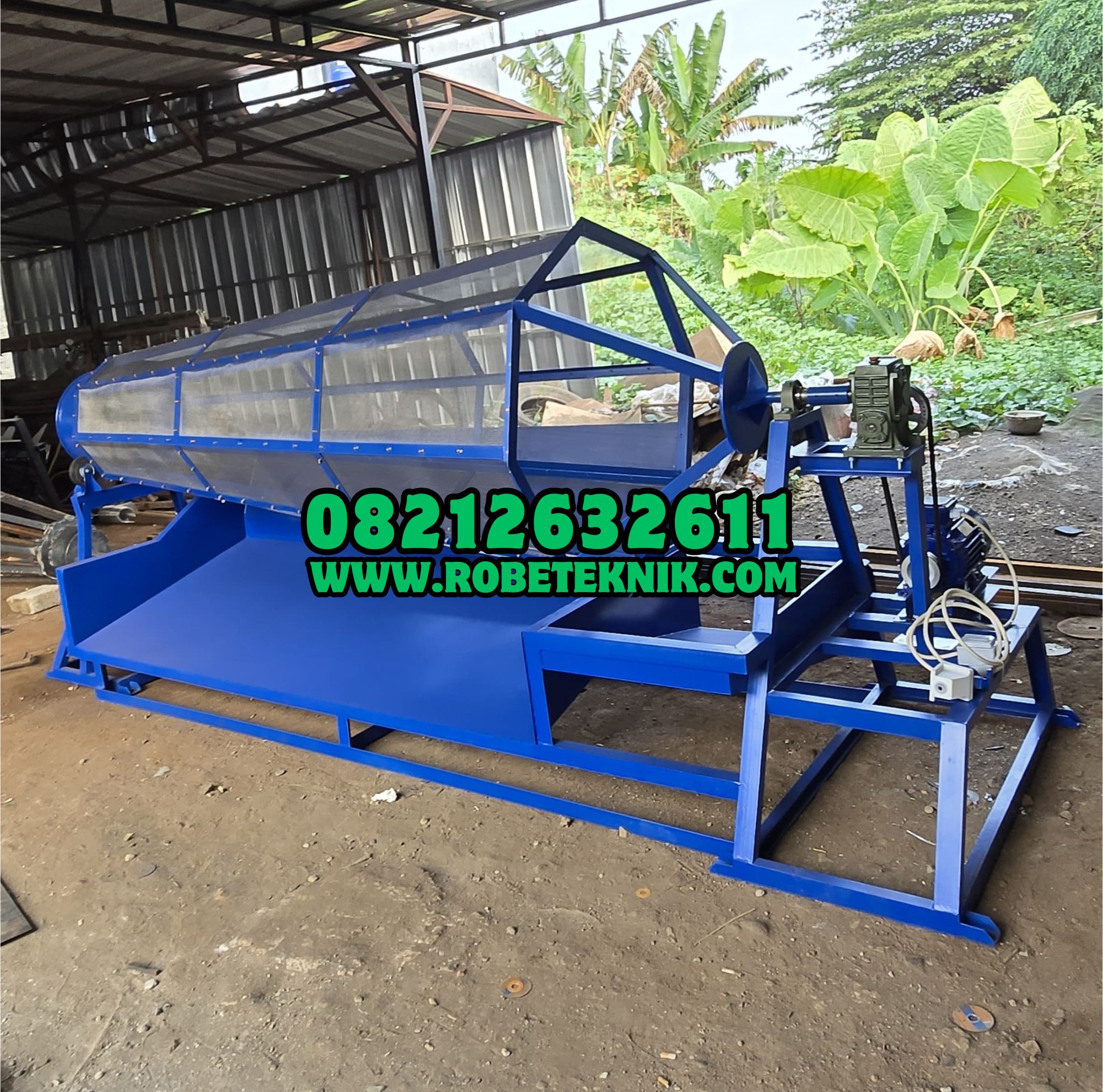 Mesin Pengayak Kompos Rotary 4 Meter Ayakan Kompos